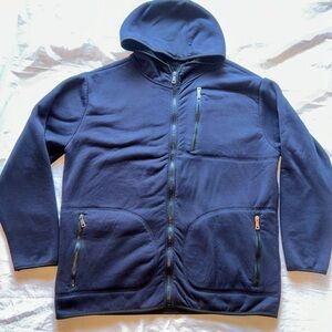 Men’s Heavyweight Sherpa-Lined Full-Zip Hoodie Navy Blue- Size Medium